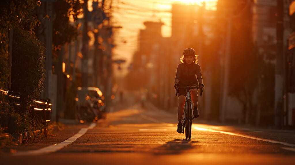 クロスバイクを楽しむ女性