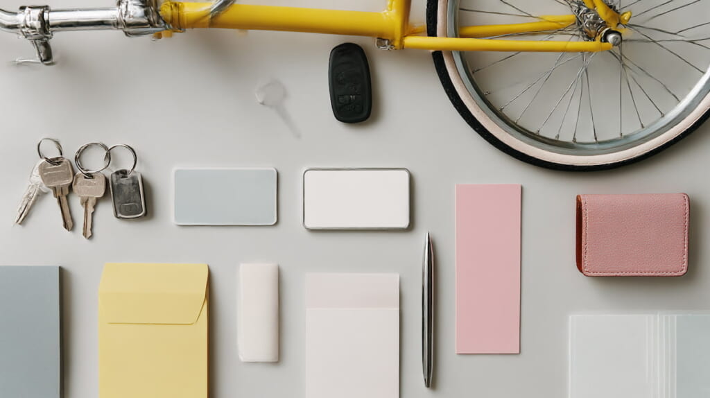 自転車撤去の引き取りに必要な持ち物を準備する様子