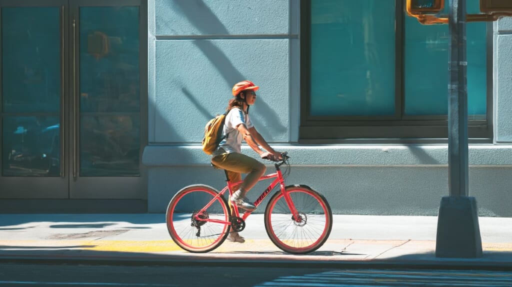 700Cとは異なる26インチモデルの楽しさや取り回しの良さを直感的に伝えるための画像。記事内の「移動を遊びに変える」というメッセージを視覚的に補強。