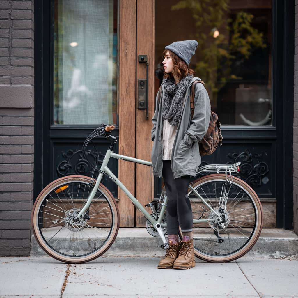 女子高生がクロスバイクに乗る様子とサイズ感のイメージ