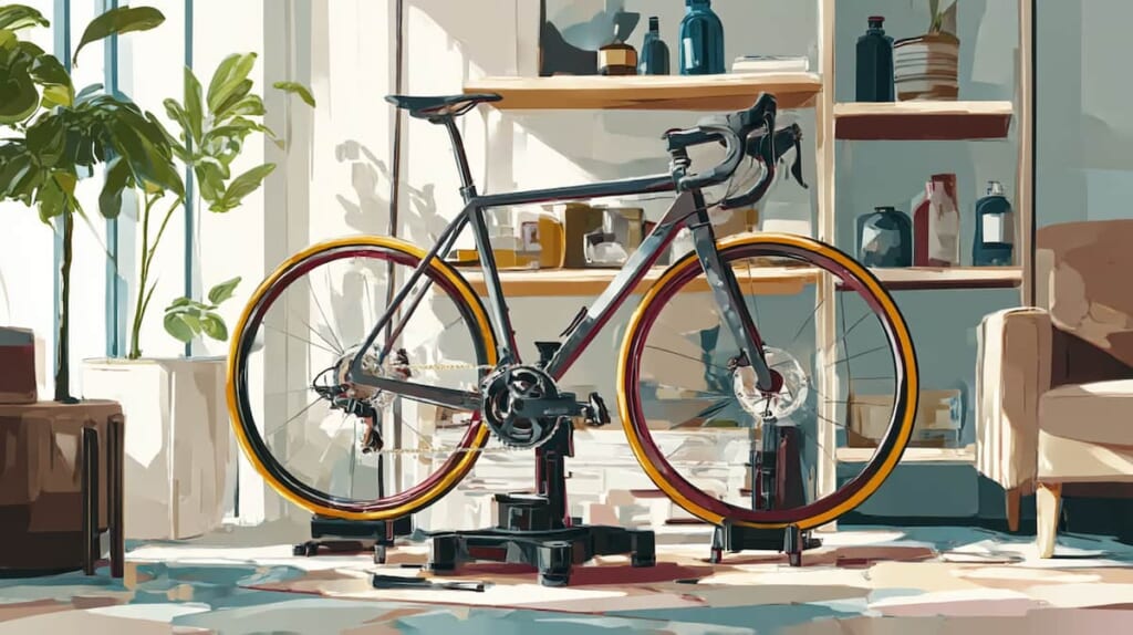 クロスバイクの整備風景画像