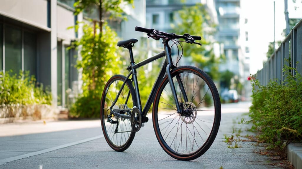 摩耗したクロスバイクタイヤと新品タイヤの比較