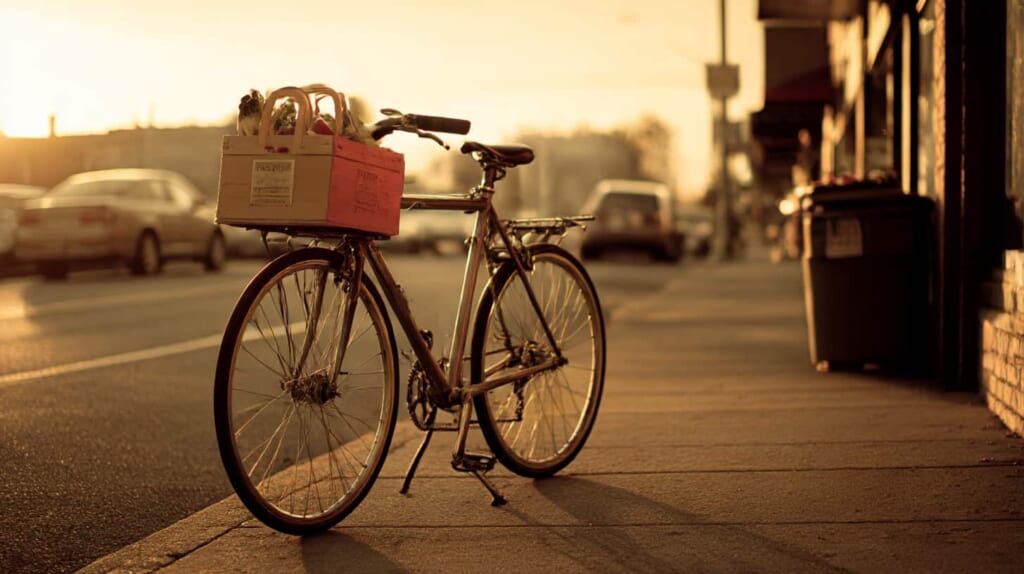 荷物を積んでも両立スタンドで安定して立つクロスバイクの比較イメージ