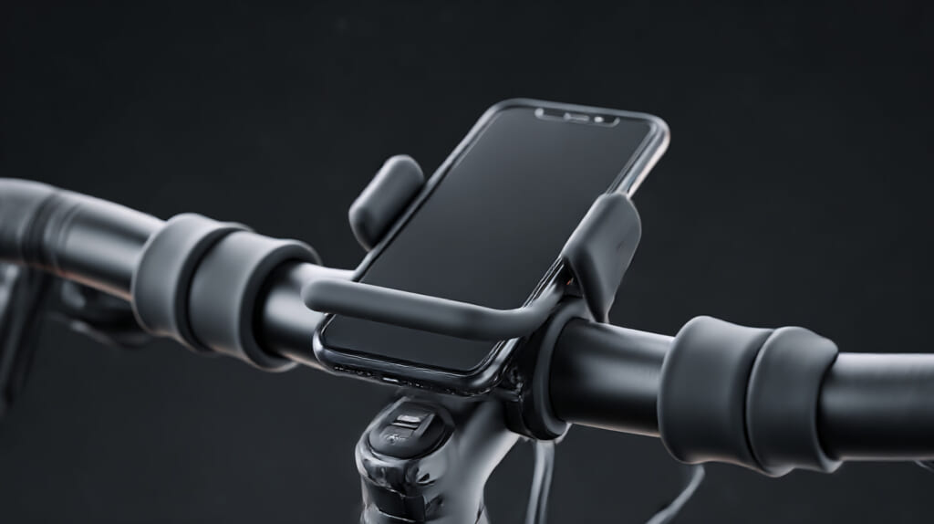 アルミ製クランプ式とシリコンバンド式の自転車用スマホホルダー比較イメージ