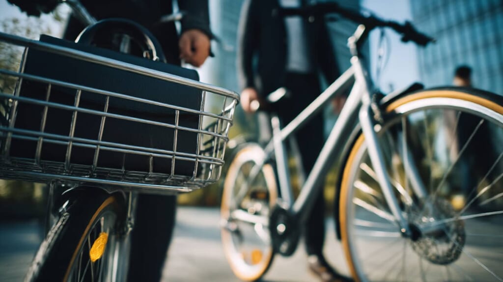 実用性重視とビジネス特化の通勤自転車コンセプト差を表現した比較イメージ